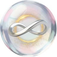 Infinity symbol surrounded by a gold circle