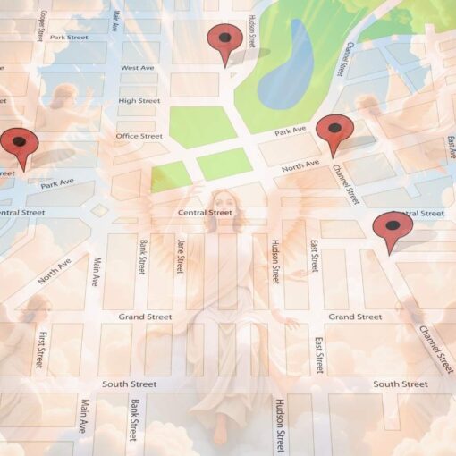 Divine road map - a map with angels