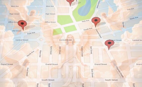 Divine road map - a map with angels